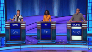  Simu Liu, Ego Nwodim e Andy Richter competiram nesta última versão do Celebrity Jeopardy!