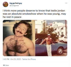Sociale media kunnen't get over photos of a young Leslie Jordan