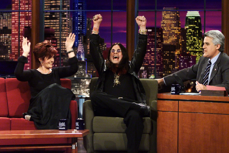  JAY LENO, Sharon Osbourne, Ozzy Osbourne, 진행자 Jay Leno, 1992-2009와 함께하는 오늘 밤 쇼