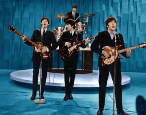  THE ED SULLIVAN SHOW, הביטלס (משמאל: פול מקרטני, רינגו סטאר, ג'ורג' הריסון, ג'ון לנון)