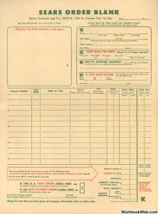 Un modulo d'ordine vuoto per un catalogo natalizio Sears del 1948
