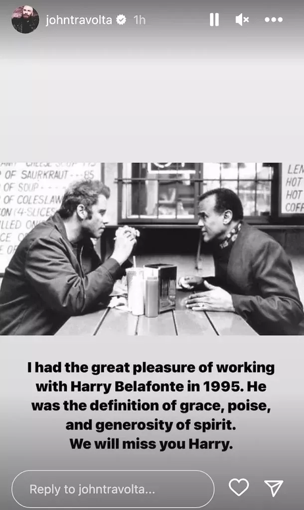   john travolta harry belafonte