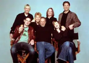 Robert MacNaughton, Henry Thomas, Dee Wallace, regisseur Steven Spielberg, producer Kathleen Kennedy, Drew Barrymore, Peter Coyote