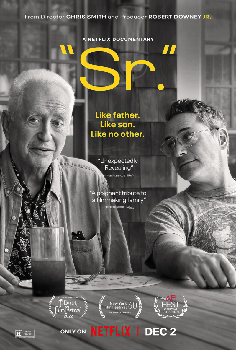  SR.、米国のポスター、左から: Robert Downey Sr.、Robert Downey Jr.、2022