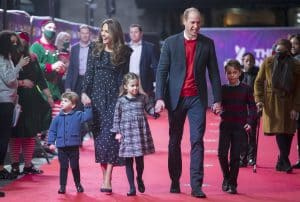   Kate Middleton, Prince William, Prince Louis, Princess Charlotte at Prince George